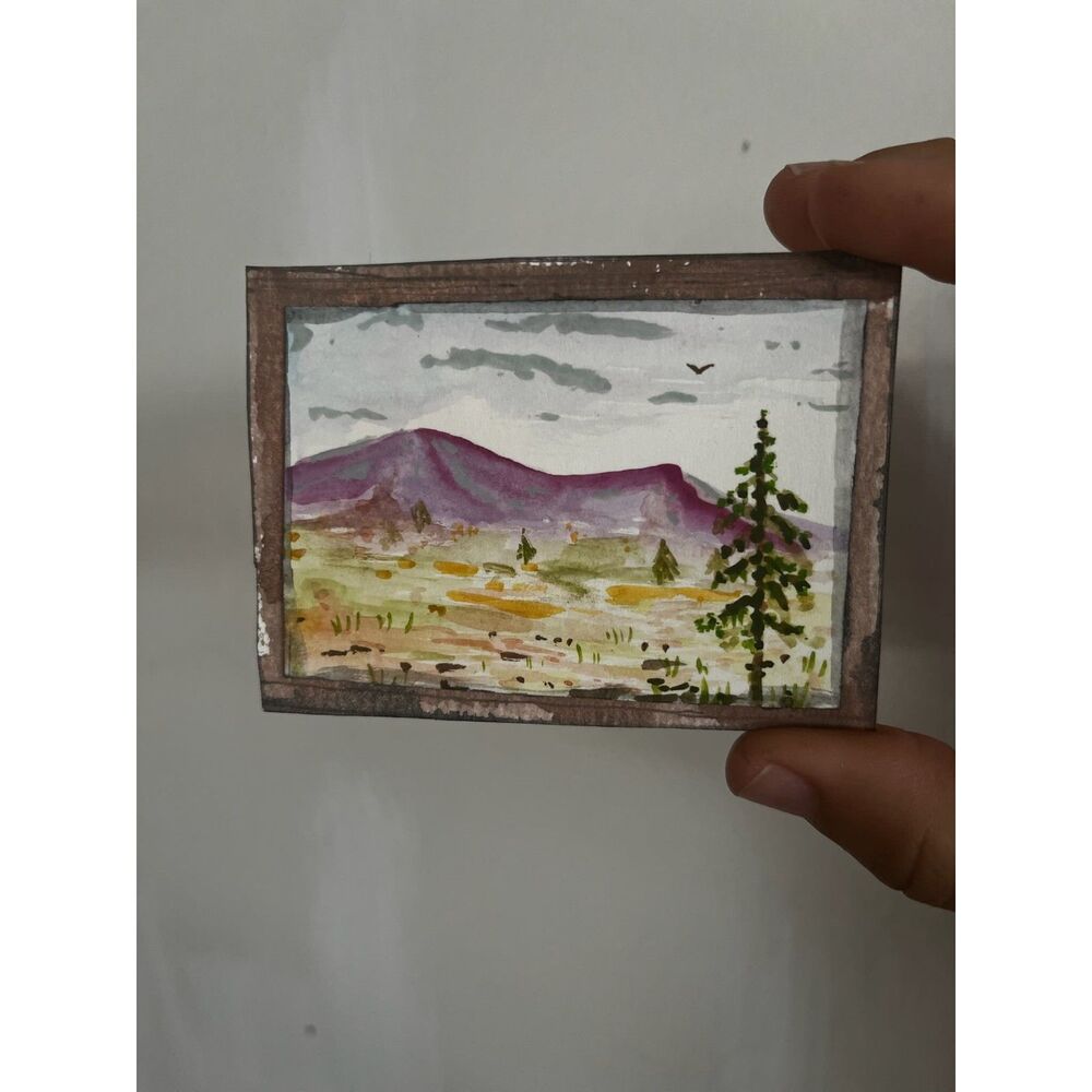 Miniature watercolor Idyllwild original signed landscape 2" x 3" aceo